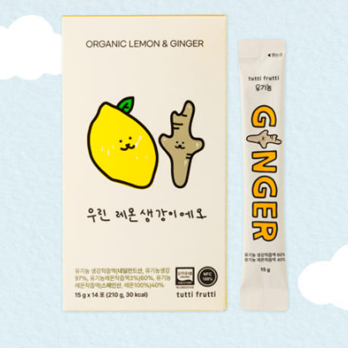 뚜띠프루티 우린 레몬생강이에오 100% 착즙 유기농 레몬생강즙 1박스 15g 14포