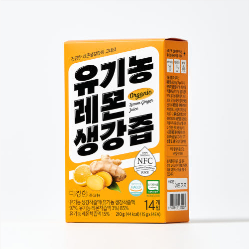 다정헌 유기농 레몬 생강즙 생강차 NFC 착즙 레몬수 스틱 100%